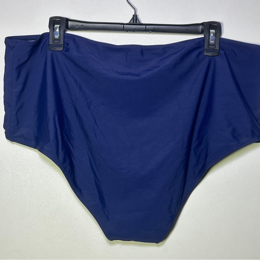 Tankini Navy Blue Striped Floral Scoop Neck Women’s Swimsuit Set Size 22W - Picture 14 of 15